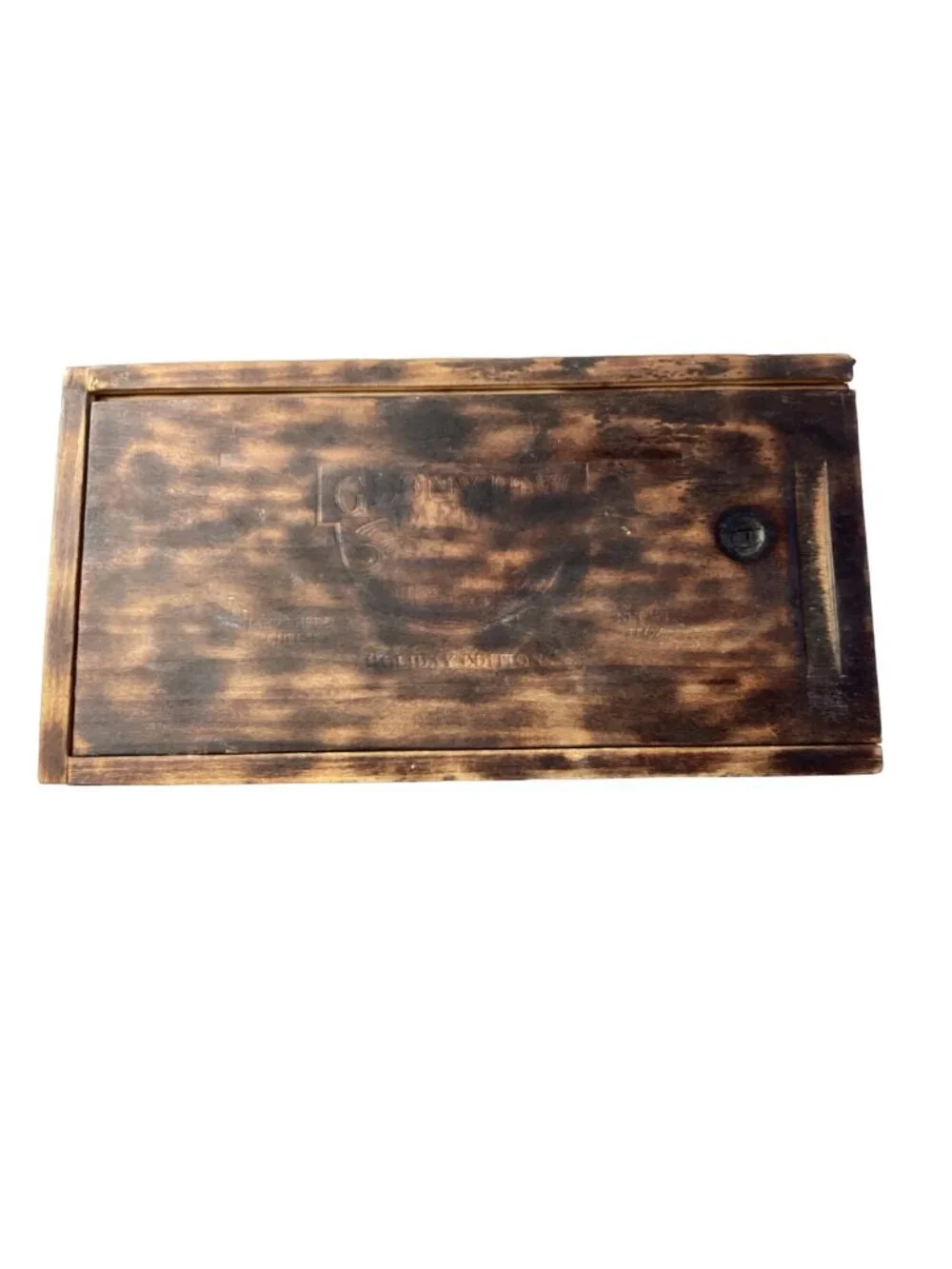 Glenview Farms Vintage Wooden Cheese Box Holiday Edition With Sliding Lid